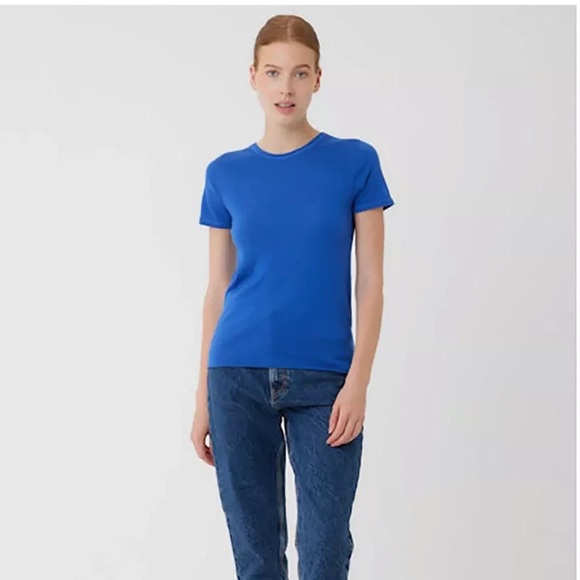 Majestic Filatures 100% Cashmere Short Sleeve Crewneck Sweater T-Shirt Blue 4 LG - Picture 4 of 11